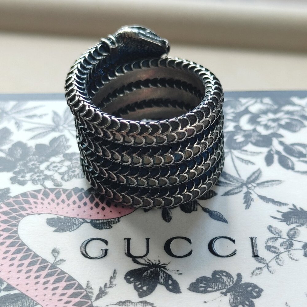Gucci Garden Snake Wrap ring 925 Sterling Silver size US 7.5 - Picture 7 of 15
